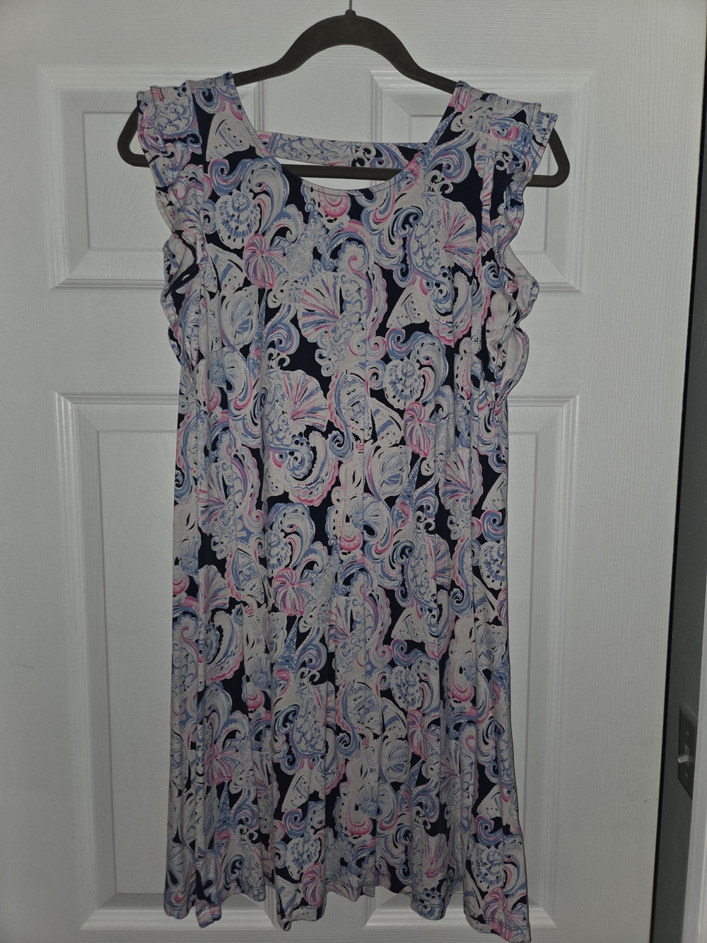 Lilly Pulitzer Navy Paisley Midi Dress with Pink & Light Blue